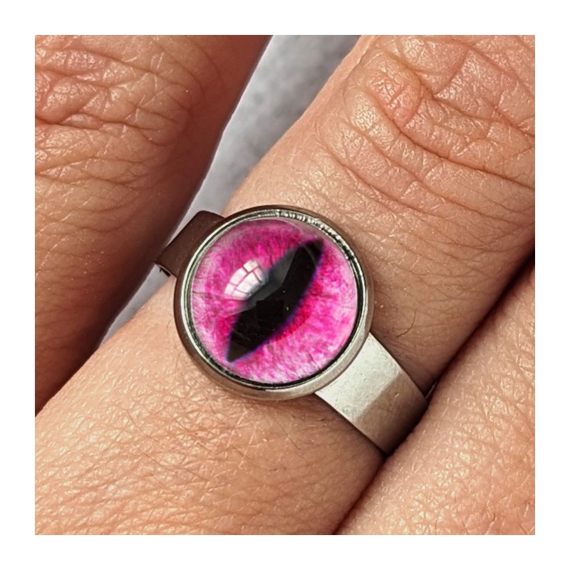 Bague oeil chat rose