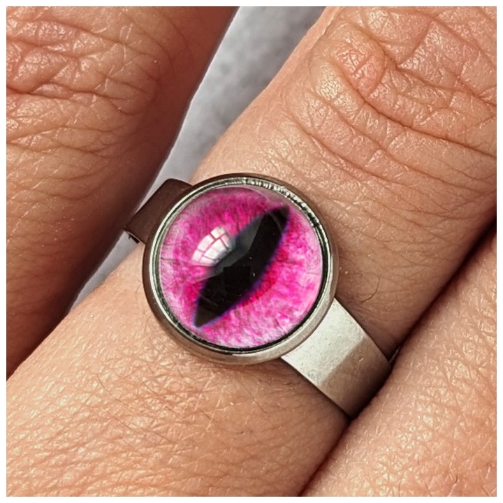Bague oeil chat rose