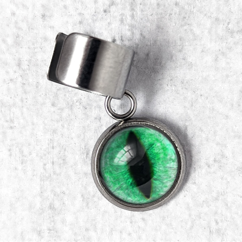 bague d'oreille Oeil de chat vert émeraude