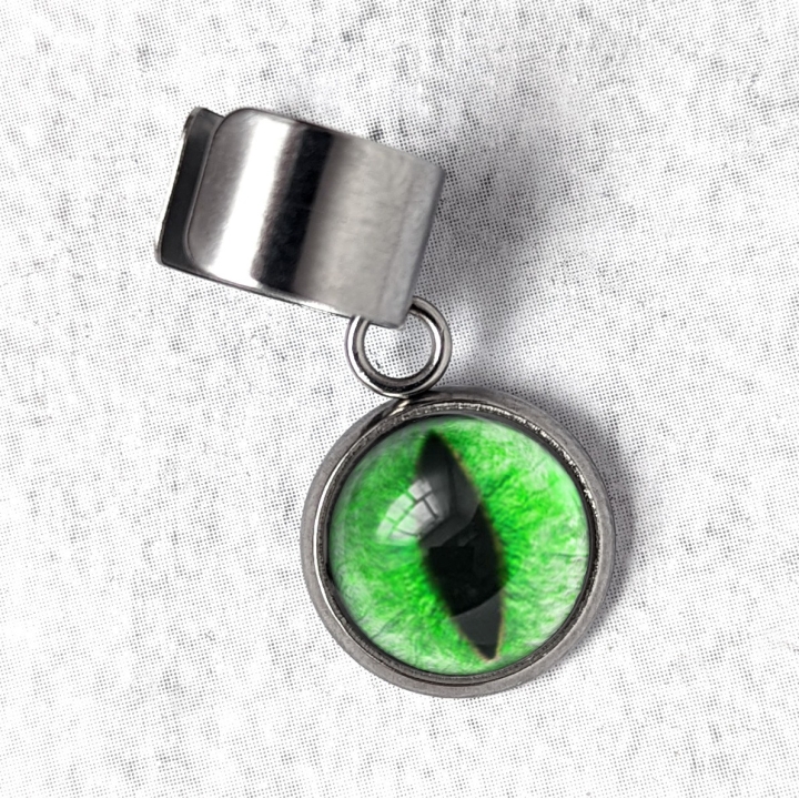 bague d'oreille Oeil de chat vert vif