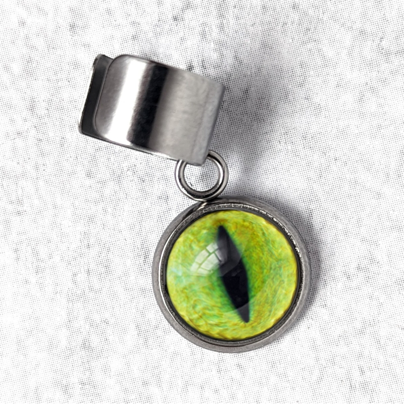 bague d'oreille Oeil de chat jaune vert