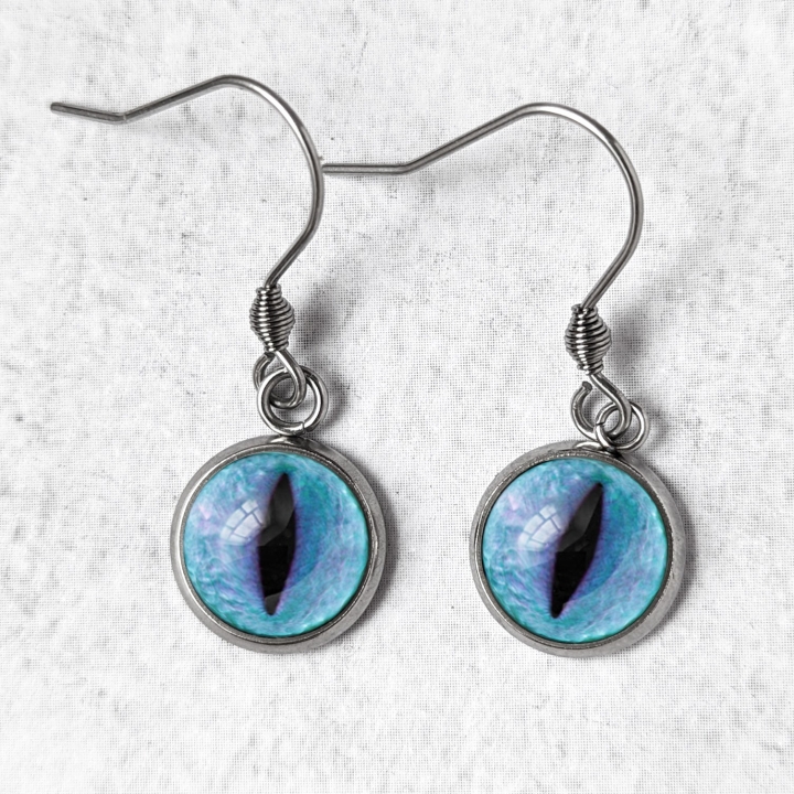 Boucles d'oreilles Oeil de chat bleu