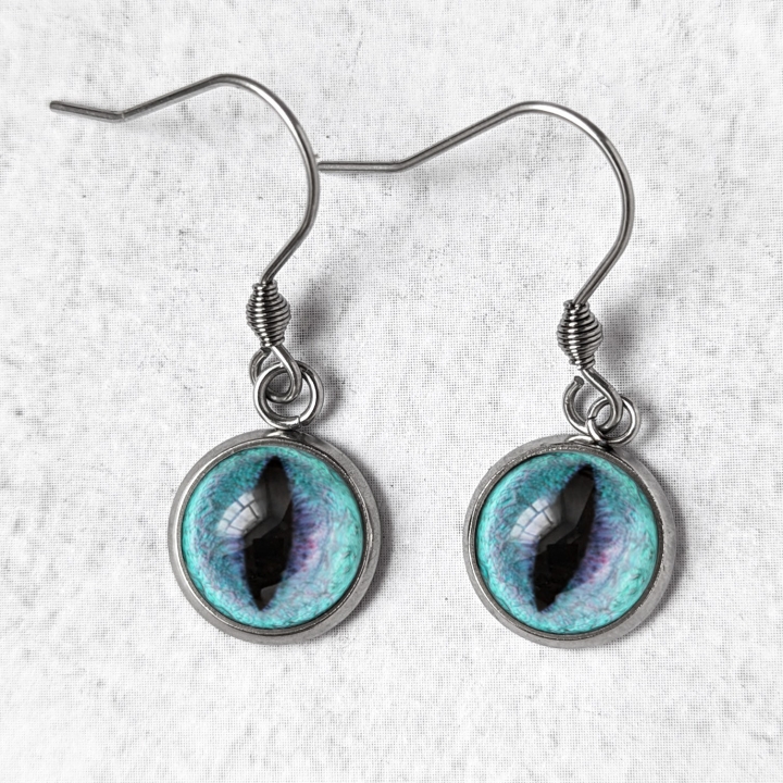 Boucles d'oreilles Oeil de chat bleu