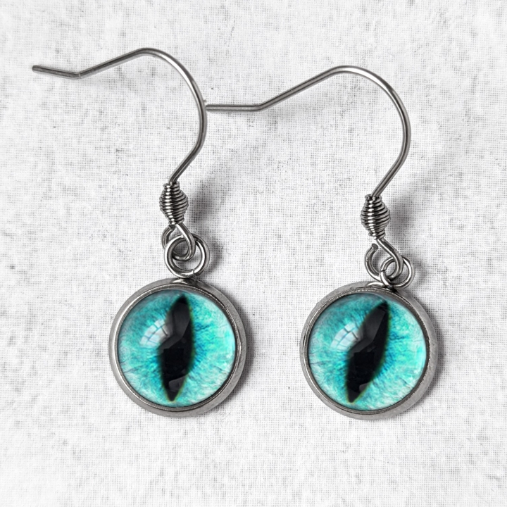 Boucles d'oreilles Oeil de chat turquoise