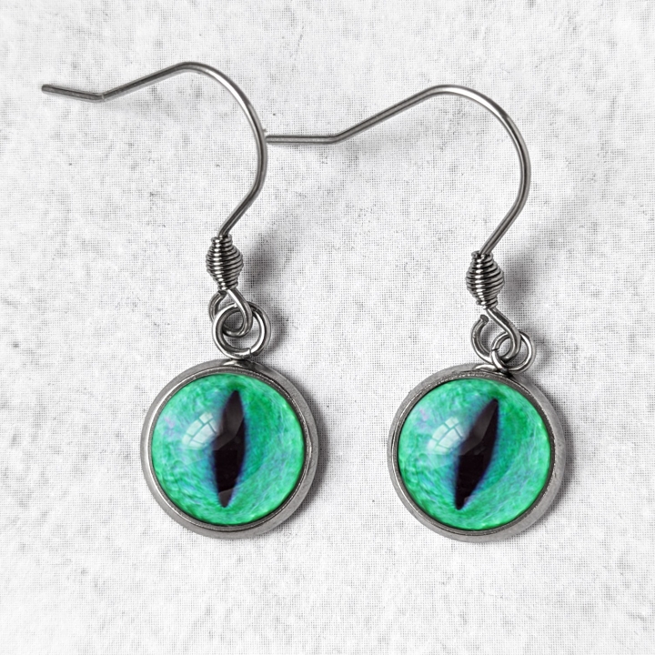 Boucles d'oreilles Oeil de chat bleu vert