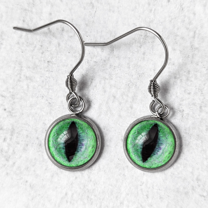 Boucles d'oreilles Oeil de chat vert