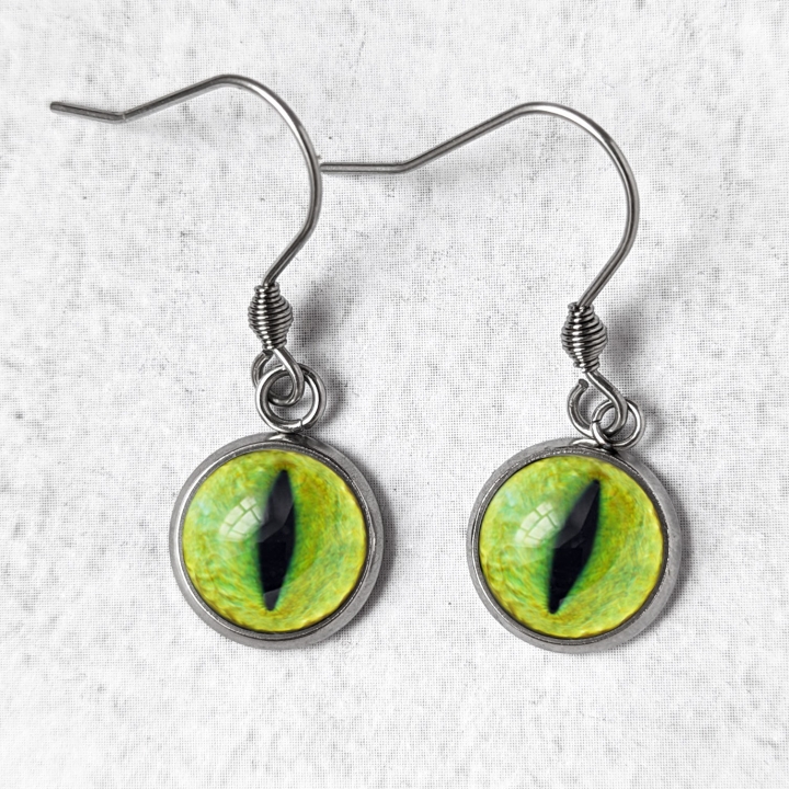 Boucles d'oreilles Oeil de chat jaune vert