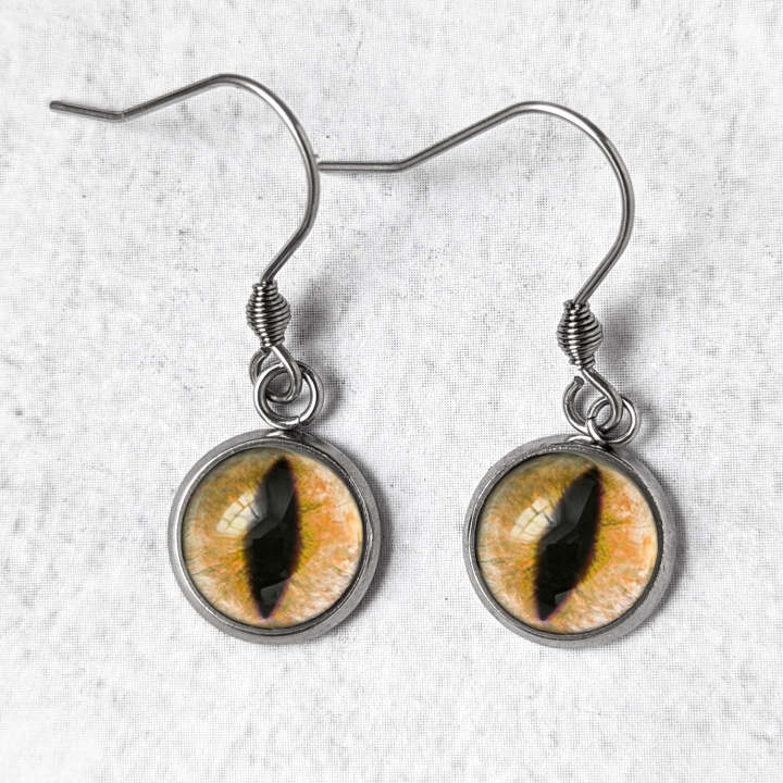 Boucles d'oreilles Oeil de chat jaune orange