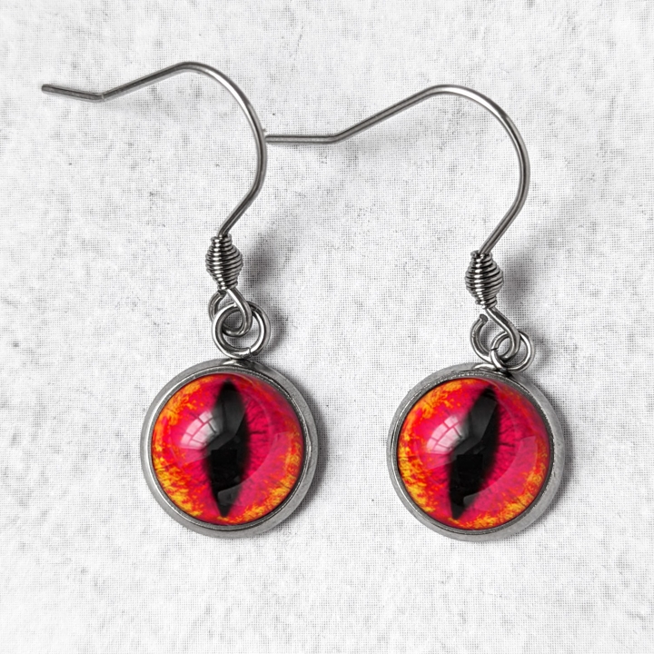 Boucles d'oreilles Oeil de chat rouge
