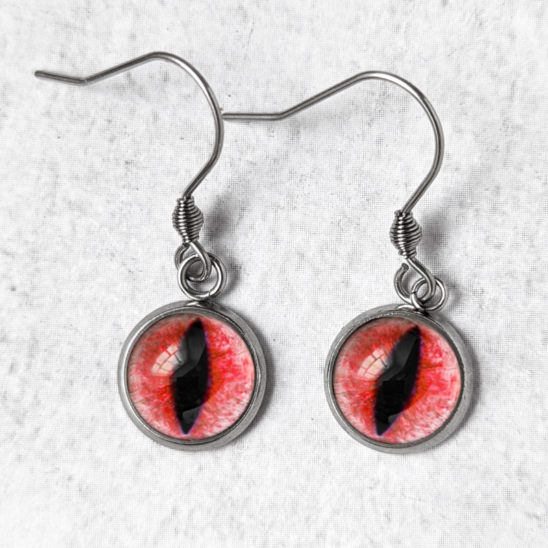 Boucles d'oreilles Oeil de chat rouge