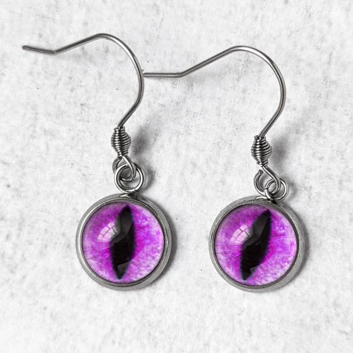 Boucles d'oreilles Oeil de chat violet