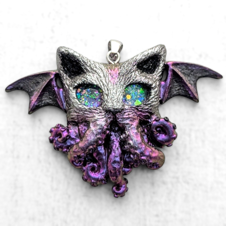 Pendentif chat Cthulhu pieuvre collier Lovecraft