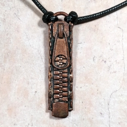 Collier braguette cuivre fermeture éclair electroformé