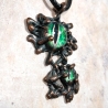 Pendentif organique cuivre oeil reptile dragon chat vert