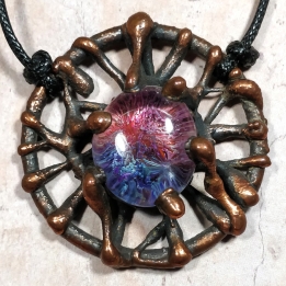 Médaillon cuivre  bulle granite résine motif