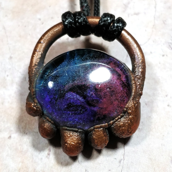Pendentif méduse cuivre  nébuleuse galaxie galaxy pieuvre poulpe octopus