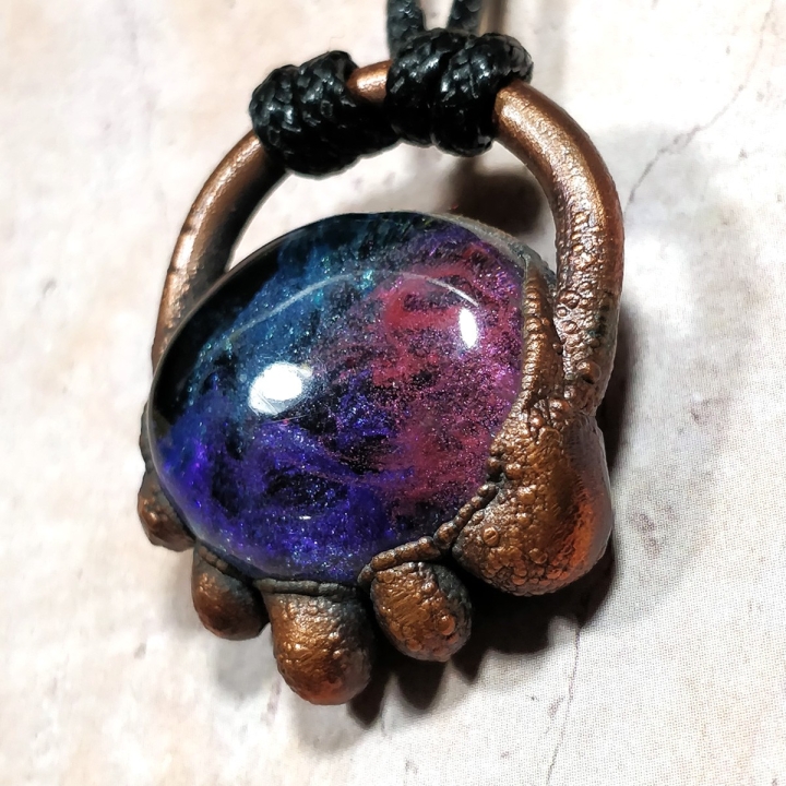 Pendentif méduse cuivre  nébuleuse galaxie galaxy pieuvre poulpe octopus