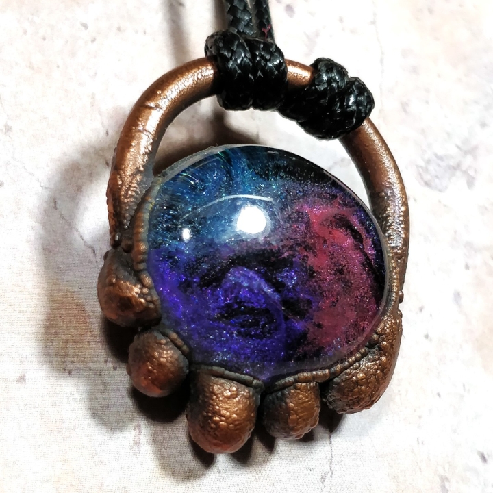 Pendentif méduse cuivre  nébuleuse galaxie galaxy pieuvre poulpe octopus