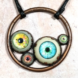 pendentif collier yeux oeil humain bleu vert